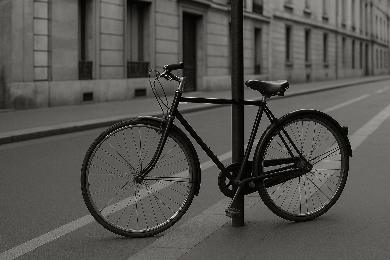 Bicyclette endommagée au bord d'une piste cyclable