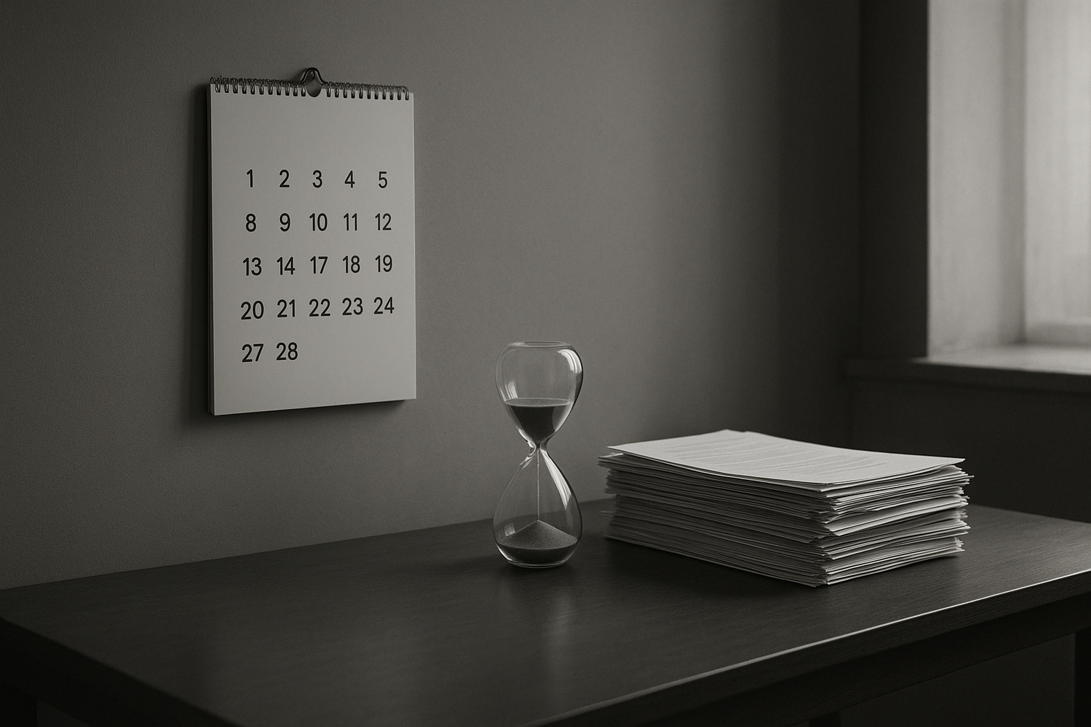 Sablier et calendrier, symbole du délai de forclusion devant la CIVI