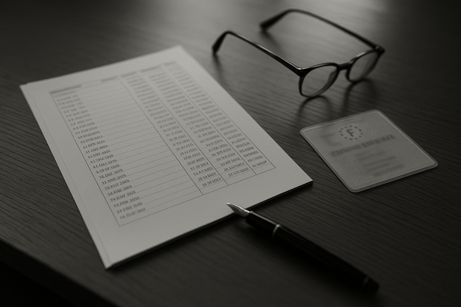 Relevé administratif imprimé sur un bureau