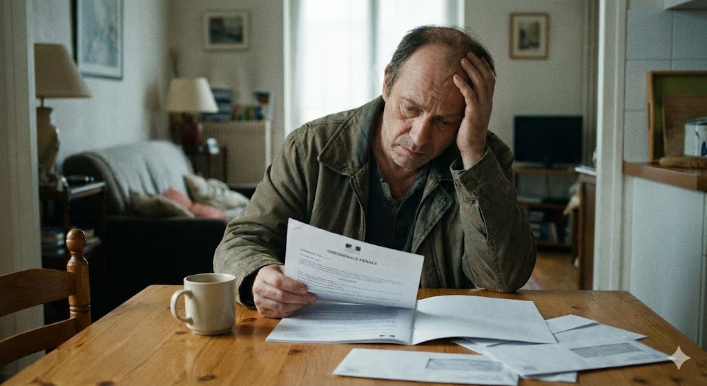 Notification d'ordonnance pénale reçue par courrier, illustration de la procédure simplifiée