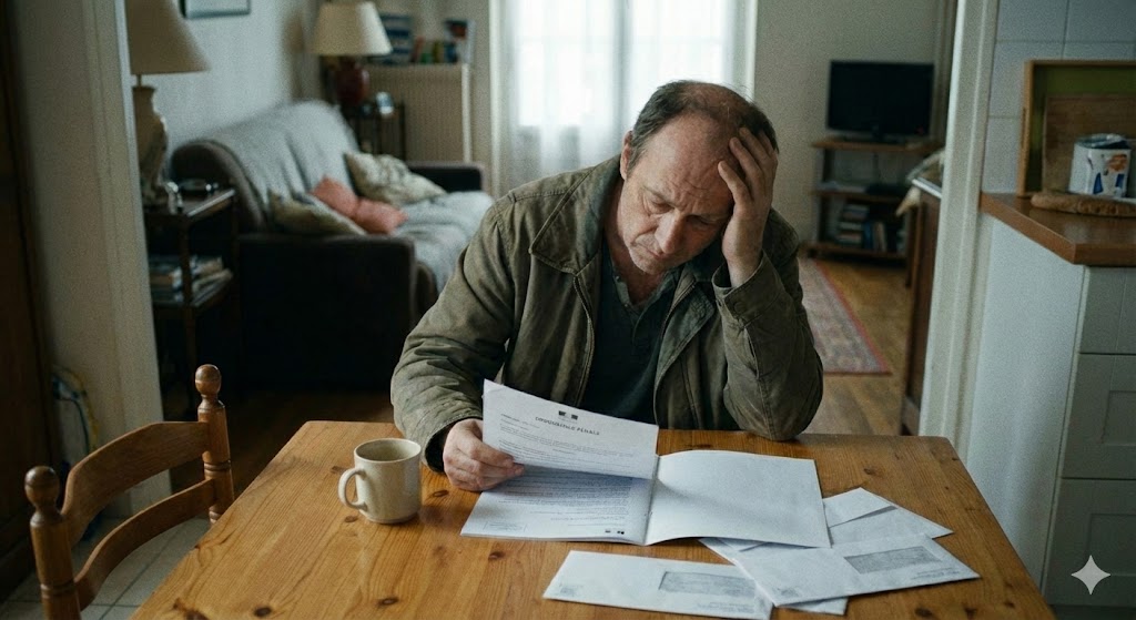 Avis de condamnation posé sur un bureau, illustration des effets d’une ordonnance pénale