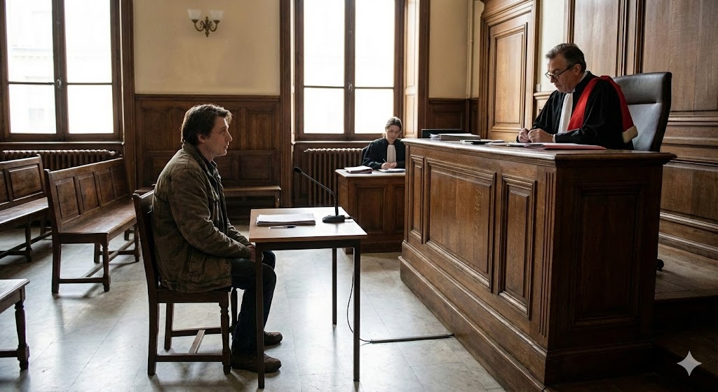 Avocat pénaliste étudiant un dossier d'instruction avant le débat contradictoire devant le JLD