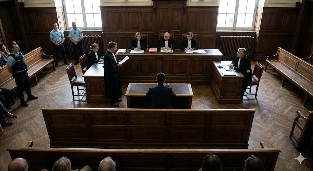Avocat pénaliste consultant un dossier de procédure avant l’audition de son client